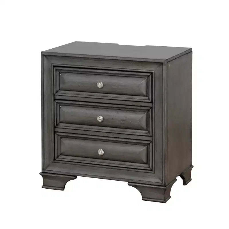 Rowland 3 Drawers Nightstand with USB Ports: Wooden, Antique Pulls, Cedar - HOMES: Inside + Out