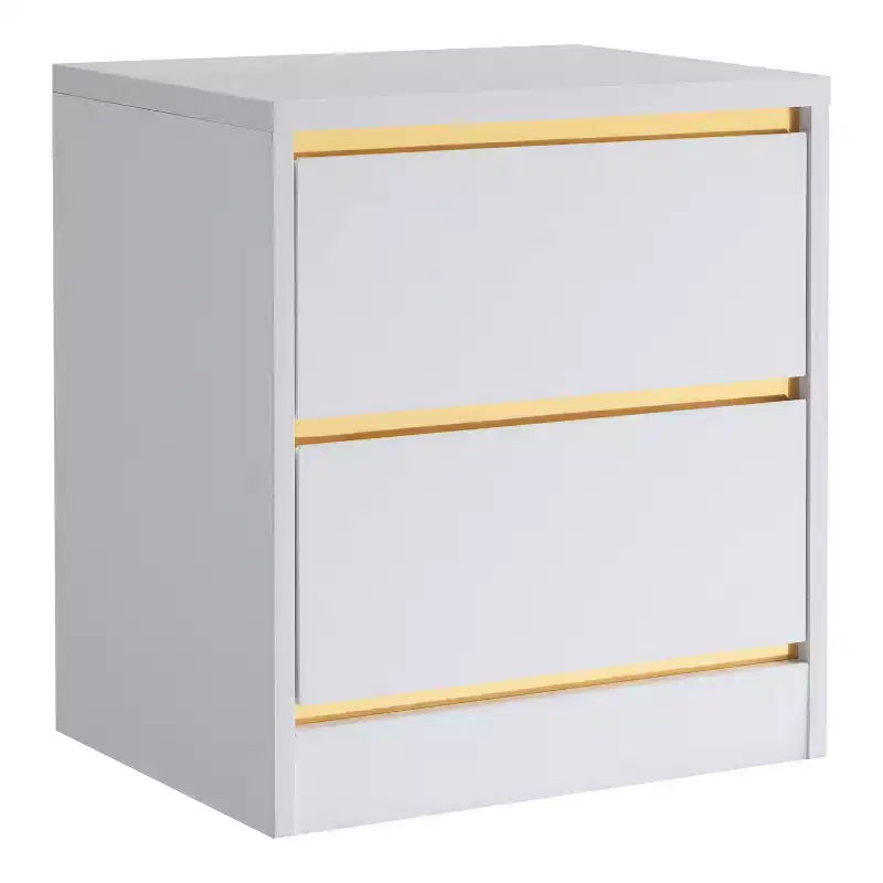 24/7 Shop At Home Smokerise 2 Drawer Modern Nightstand White