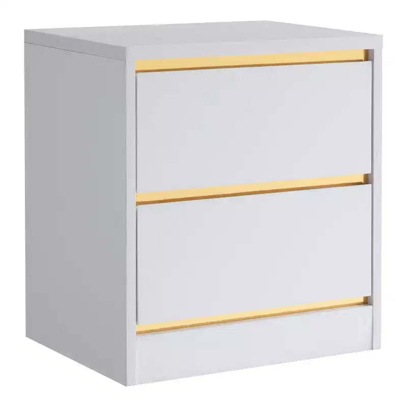 24/7 Shop At Home Smokerise 2 Drawer Modern Nightstand White