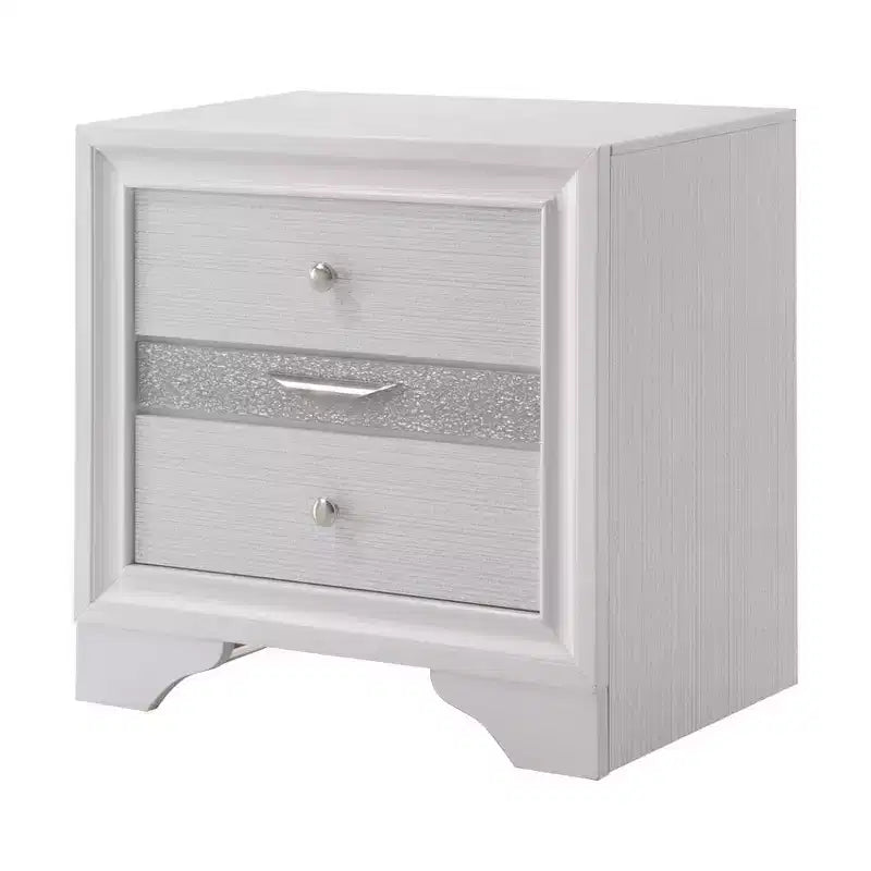26" Naima Nightstand White - Acme Furniture: 60 Day Warranty, No Assembly, Metal Glides, Wood Composite