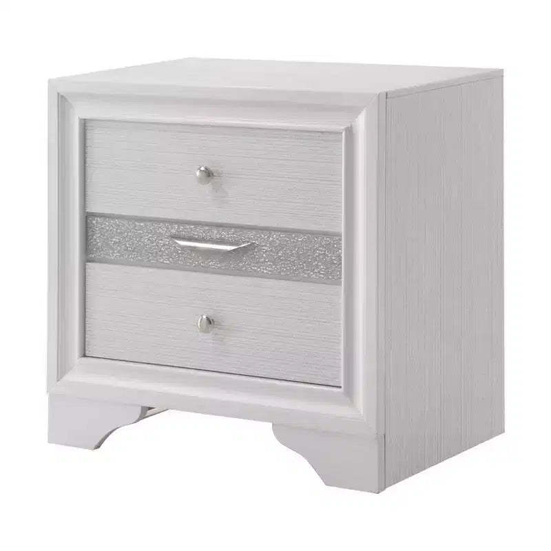26" Naima Nightstand White - Acme Furniture: 60 Day Warranty, No Assembly, Metal Glides, Wood Composite