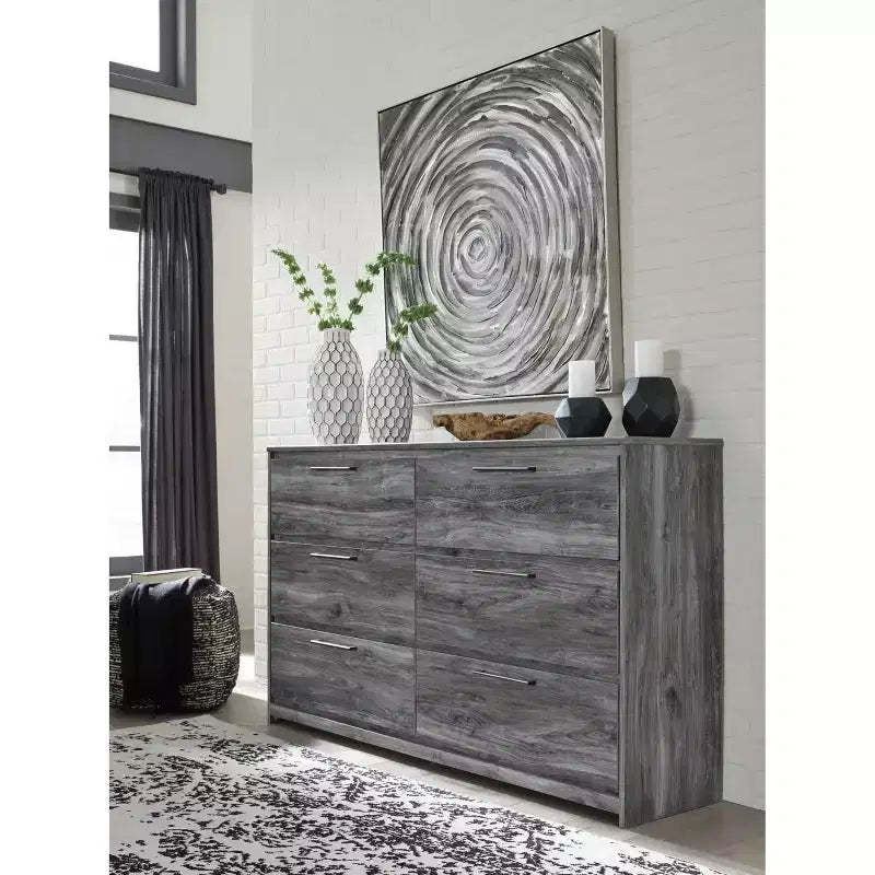 Baystorm Dresser Gray - Signature Design by Ashley: 6 Drawer Storage, Modern Handles, MDF Frame