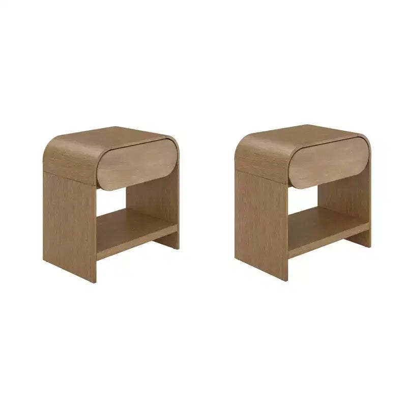Nathan James Set of 2 Iris Nightstand Light Brown