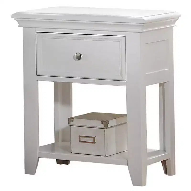 22" Lacey Nightstand White - Acme Furniture: Elegant Bedside Table with Storage, No Assembly Required