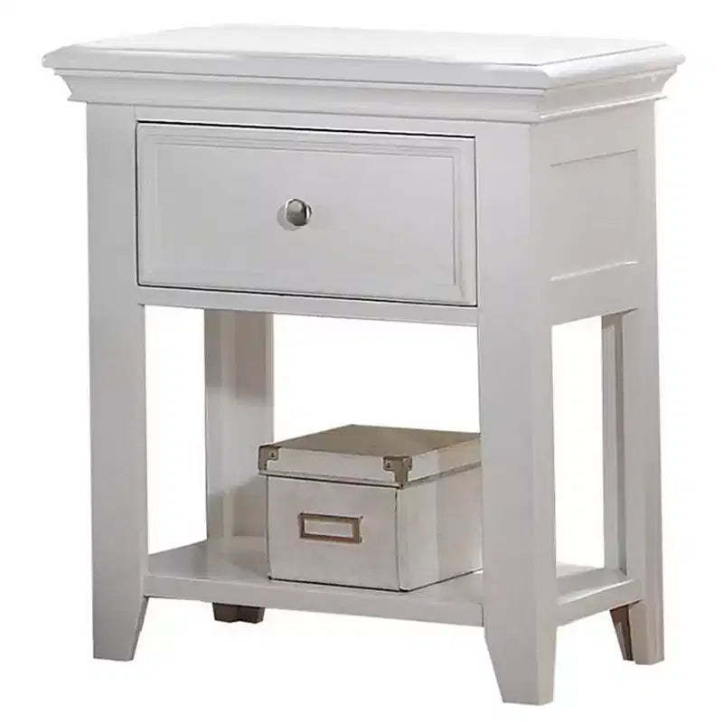 22" Lacey Nightstand White - Acme Furniture: Elegant Bedside Table with Storage, No Assembly Required