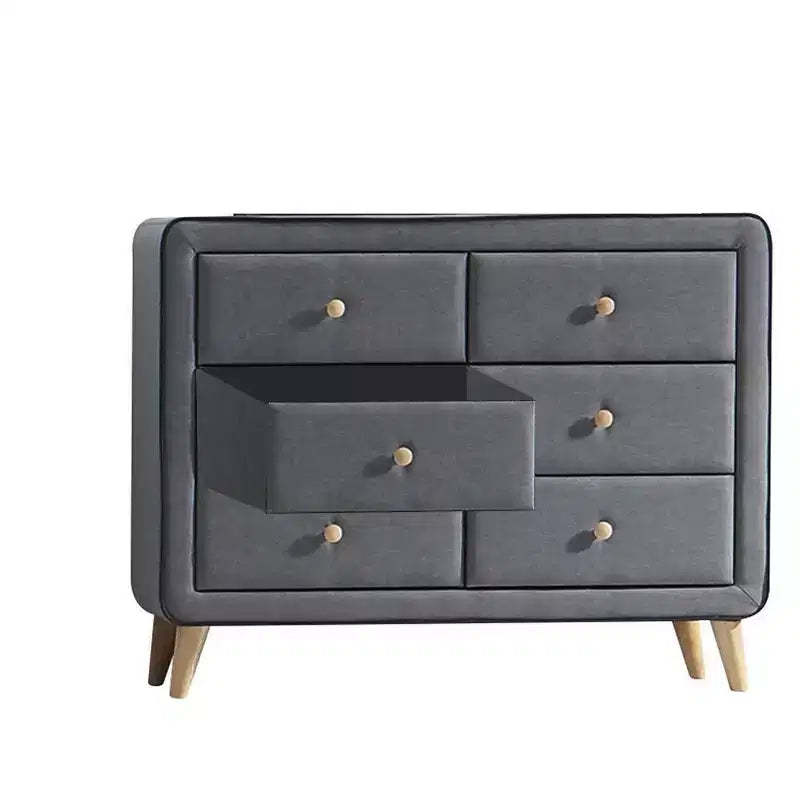 43" Valda Dresser Light Gray Fabric - Acme Furniture: Bedroom Storage with 6 Drawers, Metal Glides
