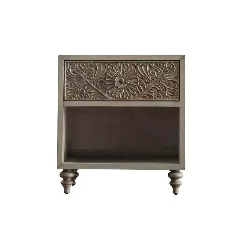 HOMES: Inside + Out Del Grande USB Outlet Nightstand Antique White/Beige