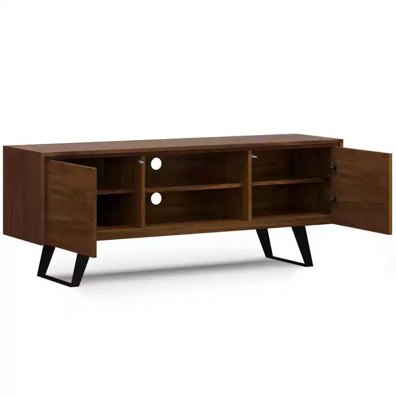 Mitchell TV Stand: Sturdy Metal Legs, Media Storage, Cord Management - WyndenHall