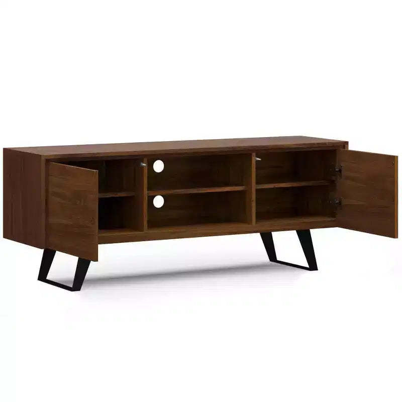 Mitchell TV Stand: Sturdy Metal Legs, Media Storage, Cord Management - WyndenHall