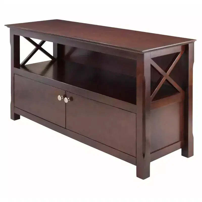 Xola TV Stand for TVs up to 40" Dark Brown - Winsome: Beveled Edges, Chrome-Finish Pulls, Media Shelf