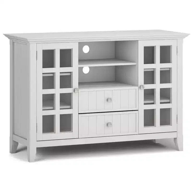 Normandy Tall TV Stand for TVs up to 60" White - WyndenHall: Adjustable Shelves, Pine & Plywood, Media Storage