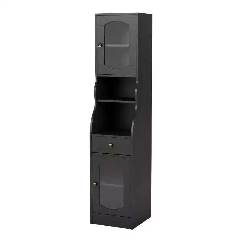 24/7 Shop At Home Jenny 70.8" Pier Cabinet with Drawer Espresso: Transitional Style Media Storage, Adjustable Shelves