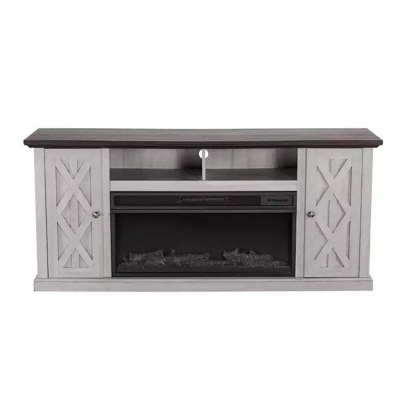 TV Stand for TVs up to 50" Saw Cut Off White - Home Essentials