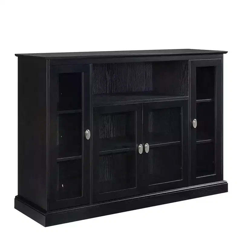 Breighton Home 60" Summit Highboy TV Stand with Storage Cabinets and Shelves Black