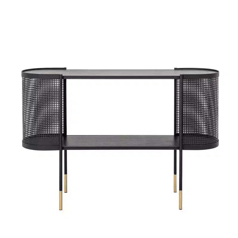 Storied Home Metal Console Table with Shelf for TVs up to 40" Black
