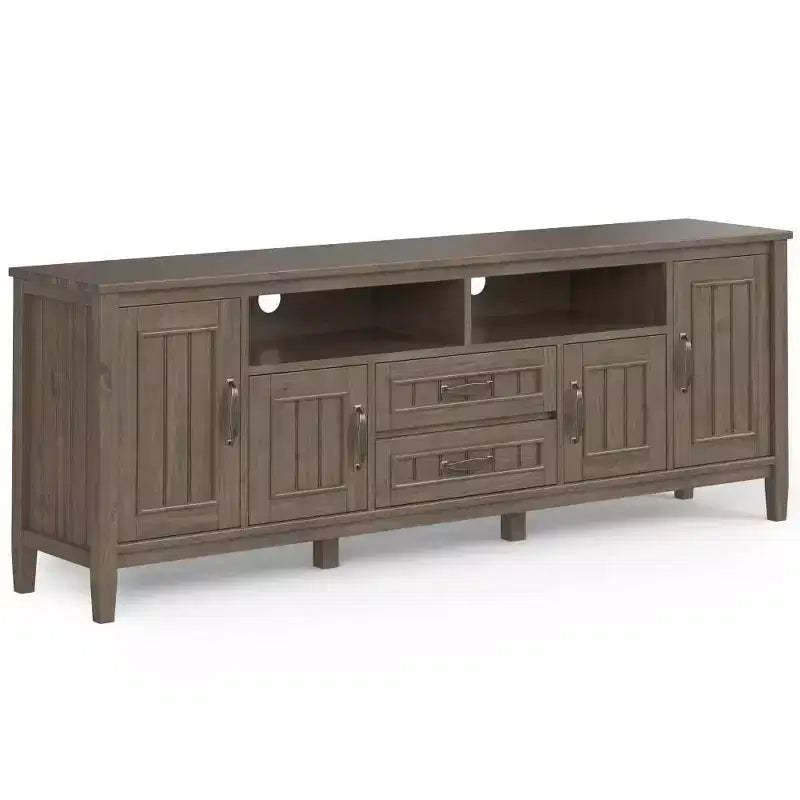 Rowan 72" TV Stand for TVs up to 80" Smoky Brown - Wyndenhall: Contemporary Media Console with Drawers