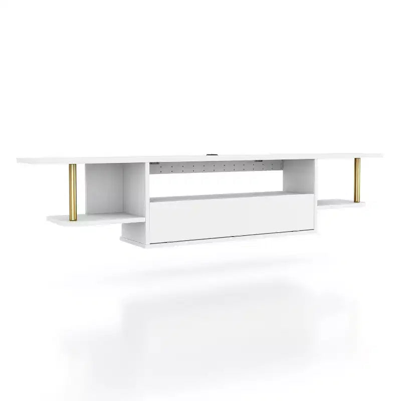 miBasics Kevis Modern Floating TV Stand for TVs up to 70" White: Wall Mounted Media Console with Storage