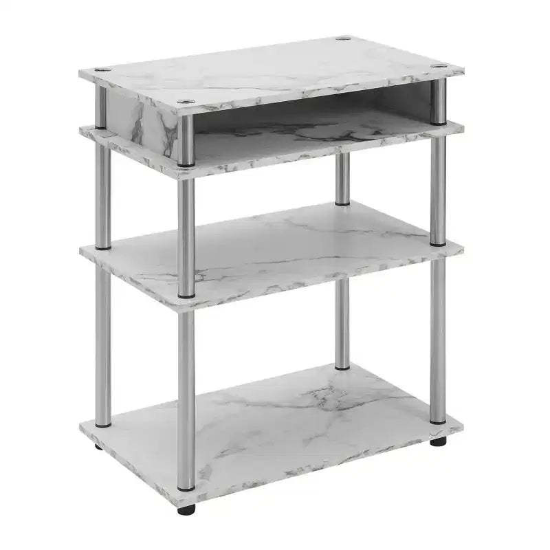 Breighton Home Designs2Go No Tools Printer Stand with Shelves in White Faux Marble