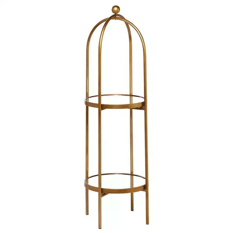 Olivia & May Glam Metal Shelving Unit Gold: Luxury Storage, No Assembly, 2-Tier Bookcase