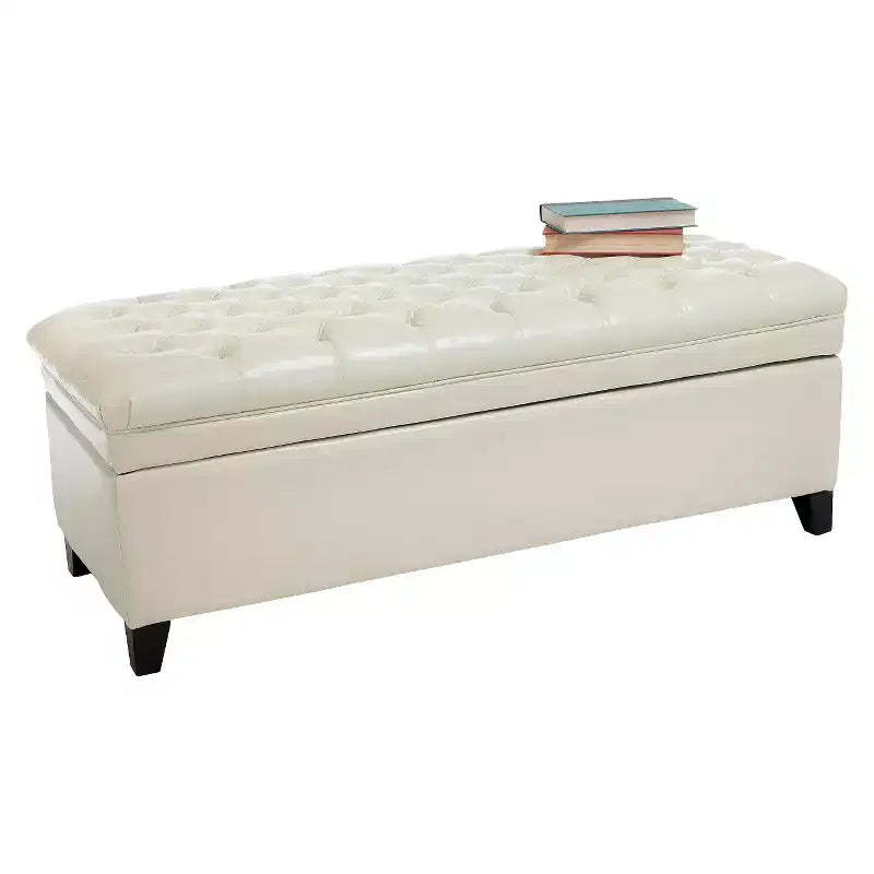Hastings Tufted Storage Ottoman - Christopher Knight Home: Elegant Bonded Leather, Soft-Close Lid