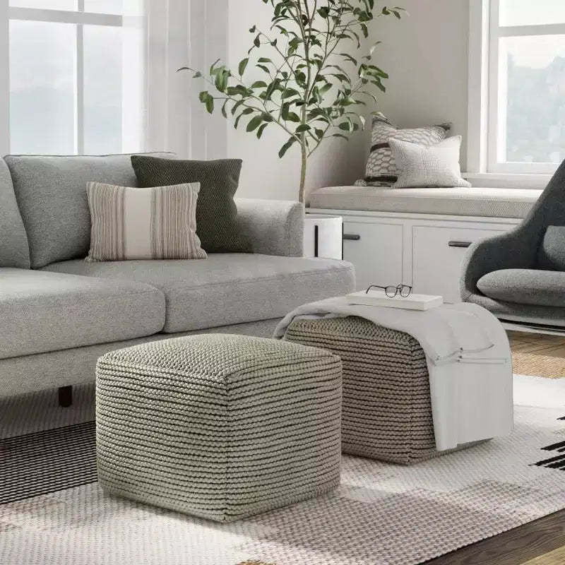 Bayhill Outdoor/Indoor Pouf Cream - WyndenHall