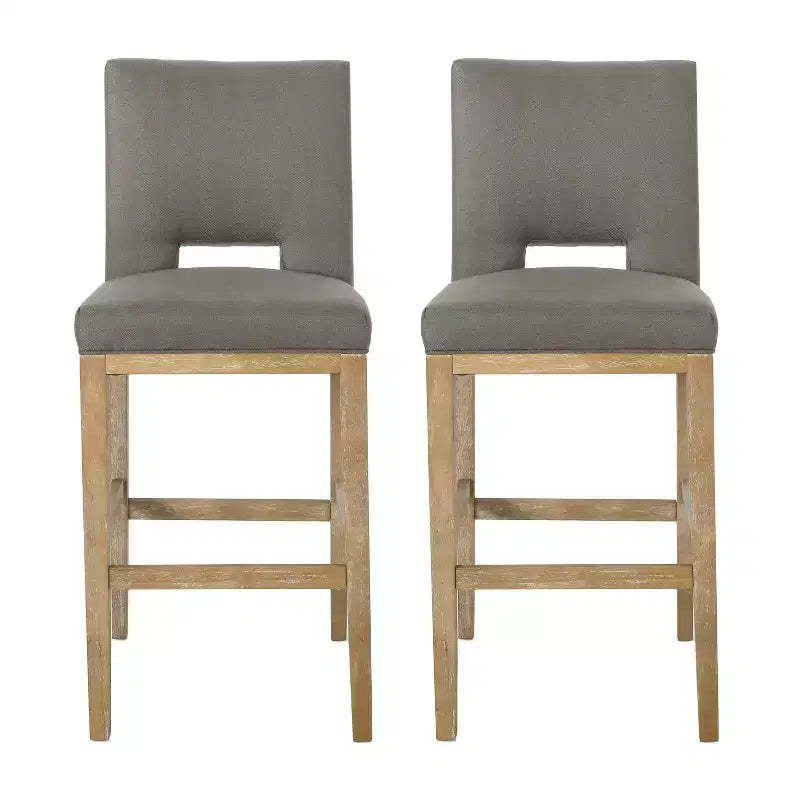 Christopher Knight Home Set of 2 31" Coloma Upholstered Barstools Deep Gray/Weathered Brown