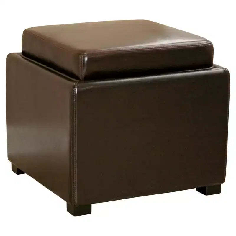 Tate Storage Ottoman Dark Brown - Baxton Studio: Compact Seating, Side Table, Non-Marking Feet