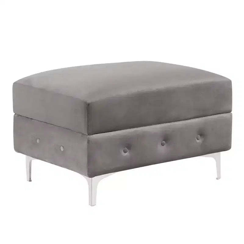 Elmhurst Glam Deep Button Tufted Ottoman Gray - HOMES: Inside + Out