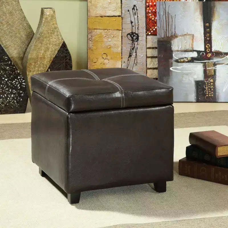 Treasure Upholstered Vinyl Storage Ottoman Espresso - Modway