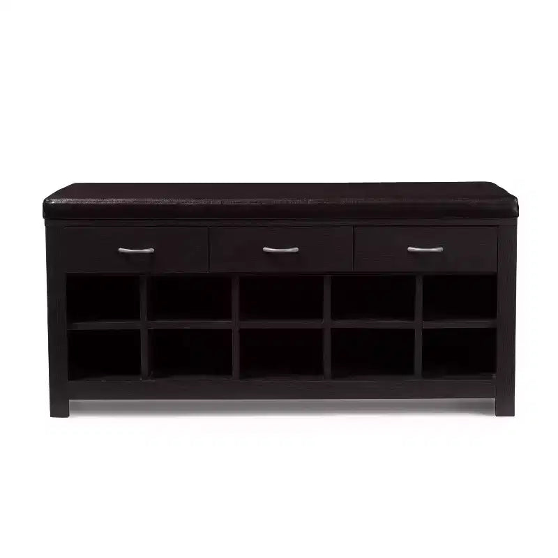 Espresso Finished Entryway Bench Dark Brown - Baxton Studio: Modern Wood Storage, Dry Dust Care