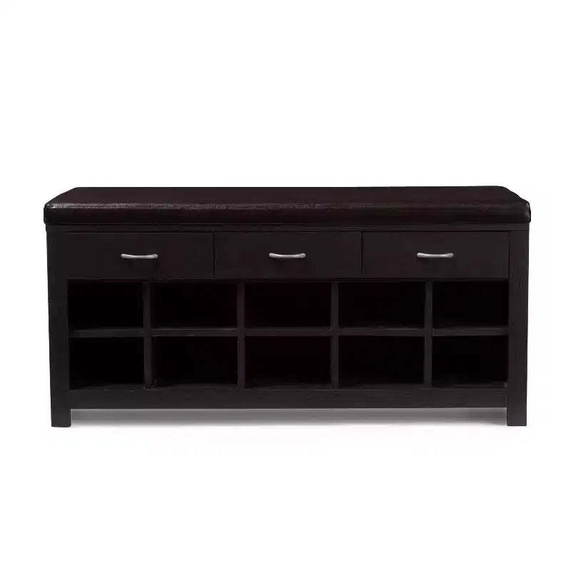 Espresso Finished Entryway Bench Dark Brown - Baxton Studio: Modern Wood Storage, Dry Dust Care