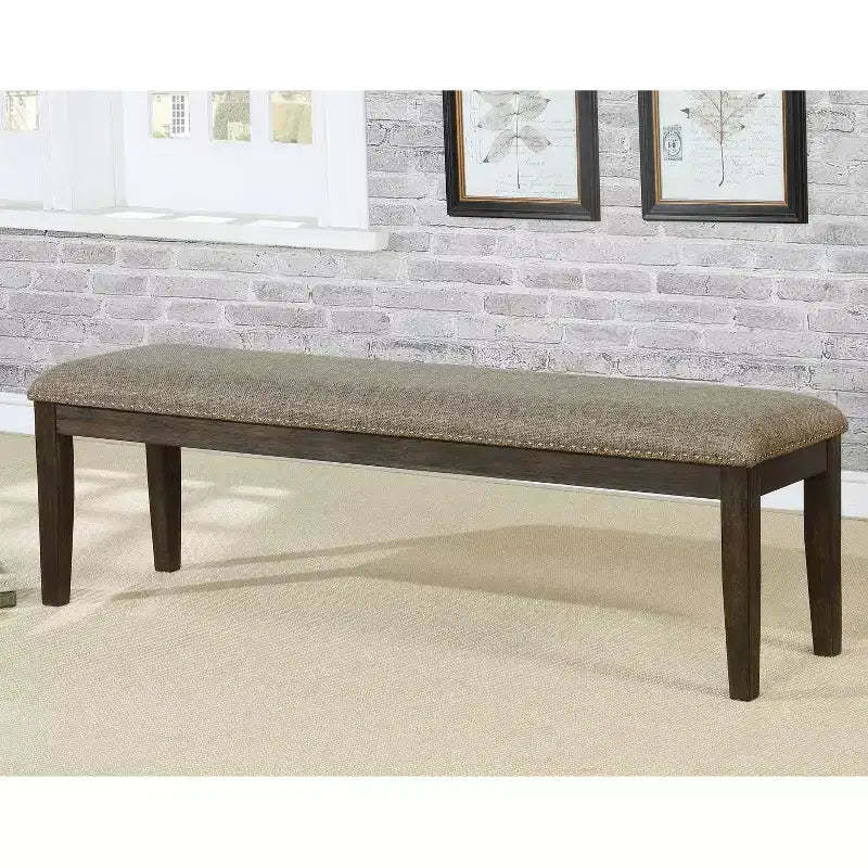 HOMES: Inside + Out 63" Lemieux Upholstered Dining Bench Brown