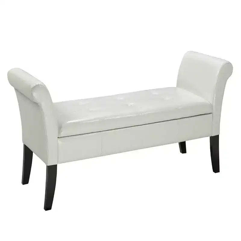 Brassex Albus Tufted Accent Bench with Storage Expresso