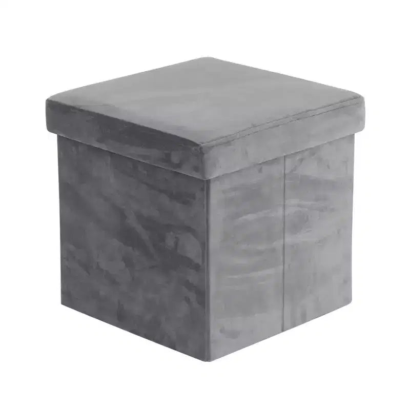Olivia & May Modern Fabric Storage Stool Gray: Velvet Upholstered, Metal Frame, Lift-Top Design, No Assembly Required