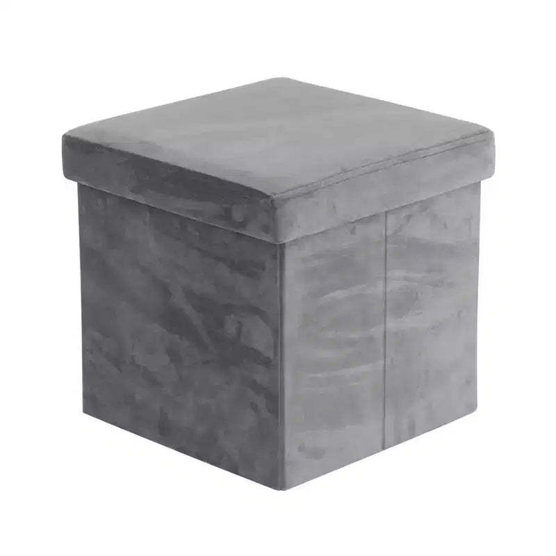 Olivia & May Modern Fabric Storage Stool Gray: Velvet Upholstered, Metal Frame, Lift-Top Design, No Assembly Required