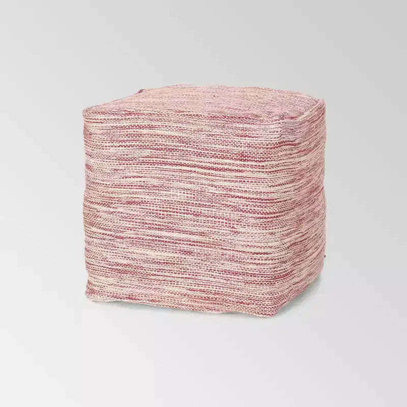 Christopher Knight Home Deja Boho Yarn Pouf Red: Square Upholstered, Spot Clean, No Assembly Required
