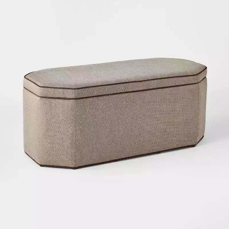 Storage Bench with Twisted Piping Detail Brown Linen - Threshold™ designed with Studio McGee