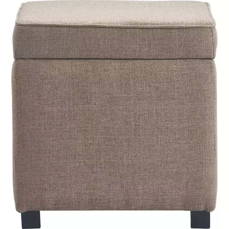 Morgan Storage Cube Ottoman Brown - Finch: Upholstered Seat, Removable Cushion, Wood Frame