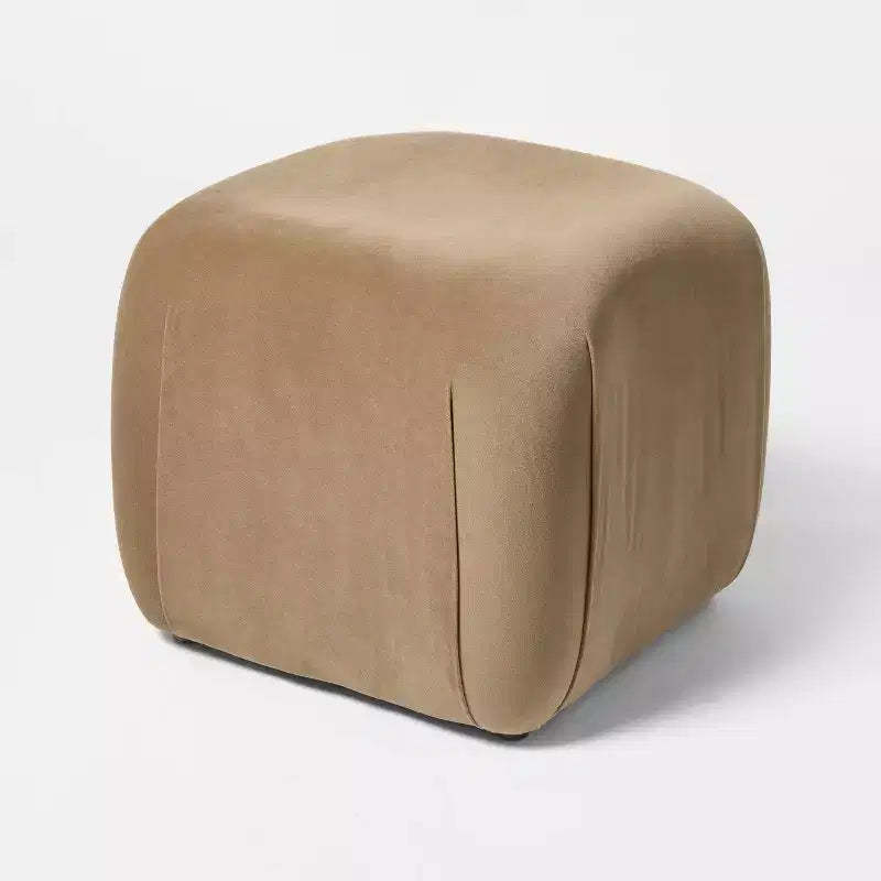 Square Velvet Ottoman Tan - Threshold™ designed with Studio McGee