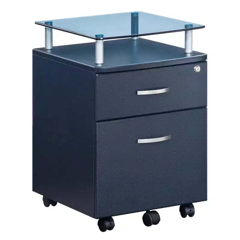 Rolling and Locking File Cabinet Gray - Techni Mobili: Secure MDF Office Storage, 5 Casters, Lockable Drawers