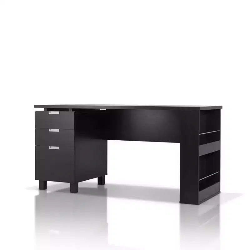 Abella Office Desk Espresso - HOMES: Inside + Out: Modern Home Furniture with Storage & Silver Accents