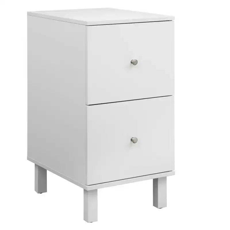 Buylateral Foster File Cabinet 2 Drawer White: Modern Vertical Storage, MDF & Wood Composite, 30"H x 21"W