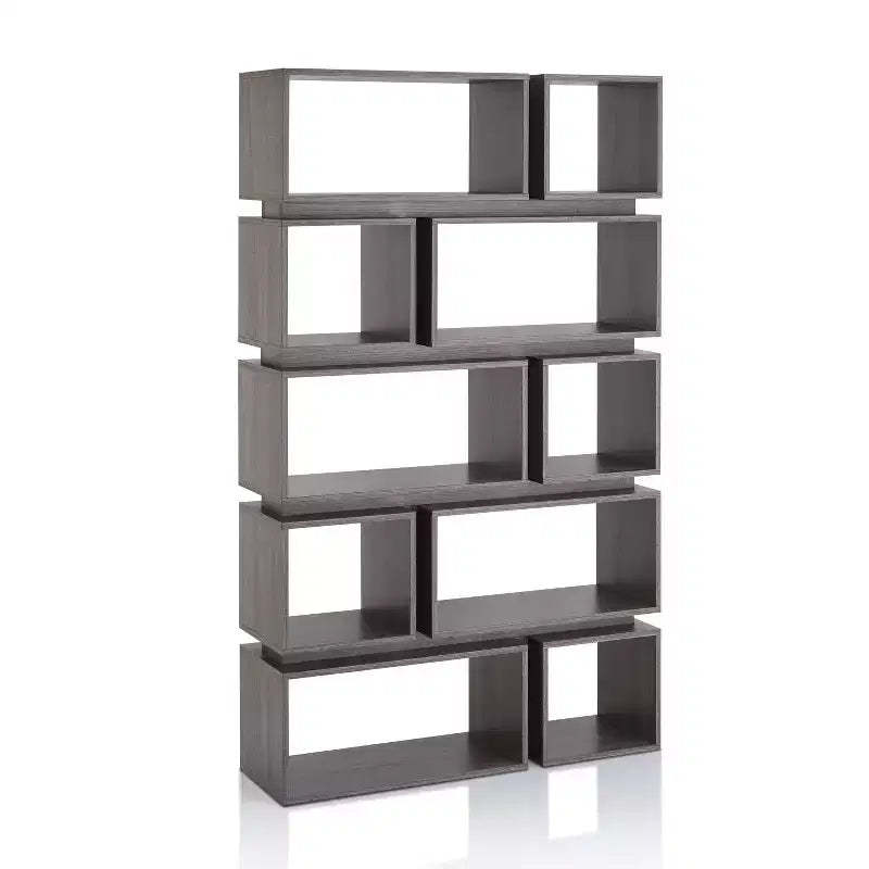 Willett 65.25" Contemporary Decorative Display Cabinet Distressed Gray - HOMES: Inside + Out: Modern Maze-Style Shelving, Open Back