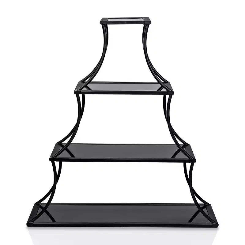 50.63" Kurry 4 Shelves Bookcase Sand Black - miBasics: Transitional, Tapering Profile, 5mm Glass