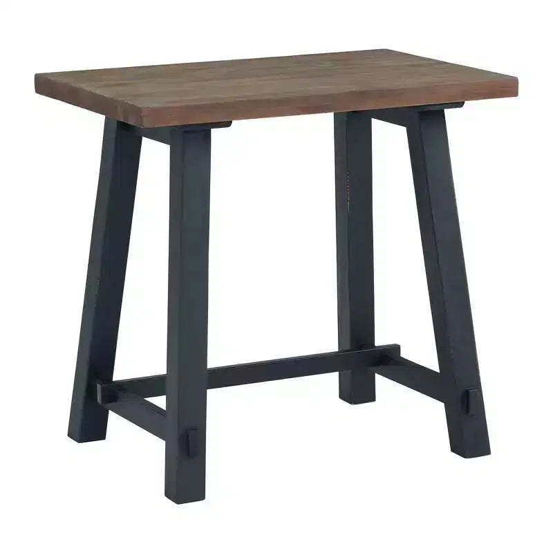 32" Small Adam Solid Wood Desk Rustic Natural - Alaterre Furniture: Industrial Sawhorse Leg, Pine Surface