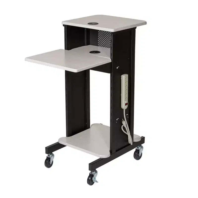 Premium Presentation Lecture Podium Cart: Mobile, with Power Strip - Hampden Furnishings
