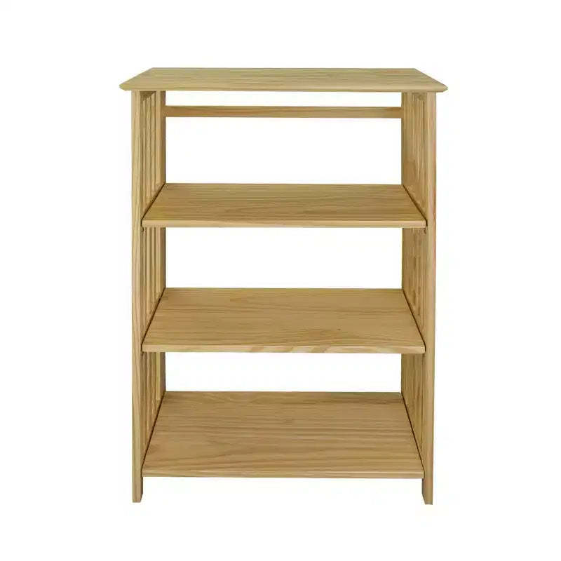 42" 4 Shelf Folding Bookcase Natural - Flora Home: Pine Frame, Lacquered Finish, No Assembly Corner Shelves