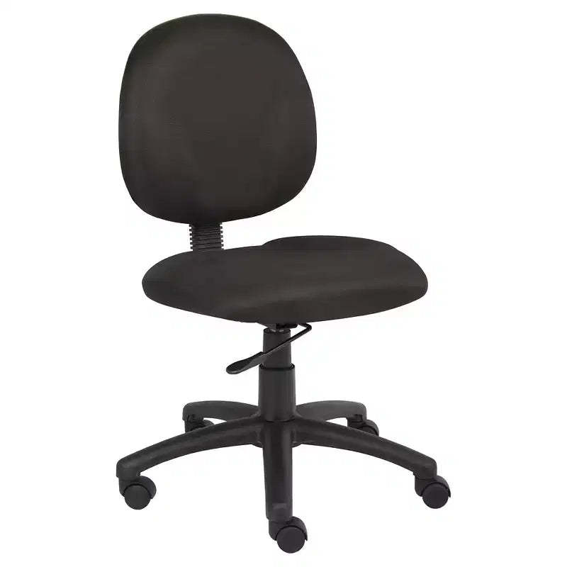 Boss Office Products Diamond Task Chair Black: Upholstered, Swivel, Adjustable Height, Metal Frame, Nylon Legs