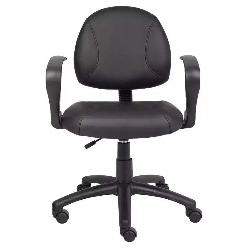 Posture Chair with Loop Arms Black - Boss Office Products: LeatherPlus, Lumbar Support, Adjustable Height