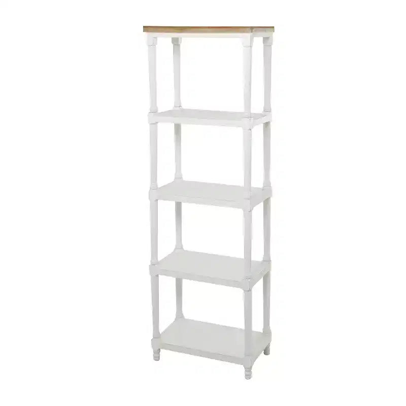 71.5" Farmhouse Wood Shelving Unit White - Olivia & May: 5-Tier Storage, No Assembly Required